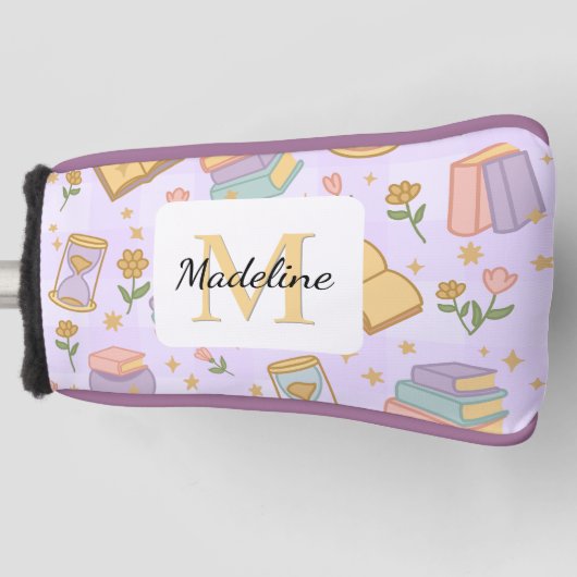 Personalized Magic Books Girl School Purple Golfheadcover (Voorkant)