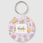 Personalized Magic Books Girl Wizard Name Purple  Sleutelhanger (Achterkant)