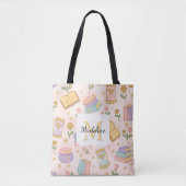 Personalized Magic Books Girly Pink School Witch Tote Bag (Voorkant)