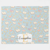 Personalized Magical Book Aesthetic Pattern Blue Fleece Deken (Voorkant (Horizontaal))