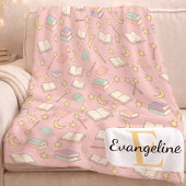 Personalized Magical Book Aesthetic Pattern Pink Fleece Deken