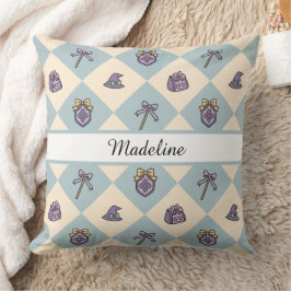 Personalized Magical Girl Name Blue Checkered Kussen
