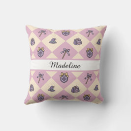 Personalized Magical Girl Name Pink Checkered Kussen