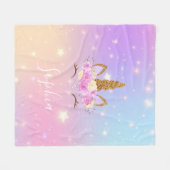 Personalized Magical Unicorn Blanket for Girls Fleece Deken (Voorkant (Horizontaal))