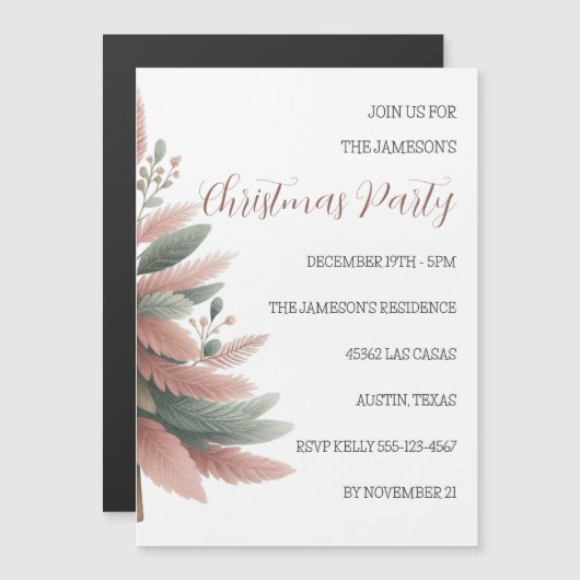 Personalized Magnetic Christmas Party Invitation Magnetische Uitnodiging (Voorkant / Achterkant)
