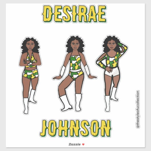 Personalized Majorette /Green Yellow Camo #1 Sticker (Vel)