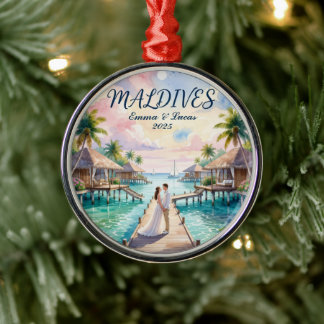 Personalized Maldives Honeymoon Metalen Ornament