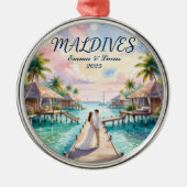 Personalized Maldives Honeymoon Metalen Ornament (Voorkant)