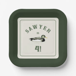 Personalized Mallard Duck Birthday Plates Papieren Bordje