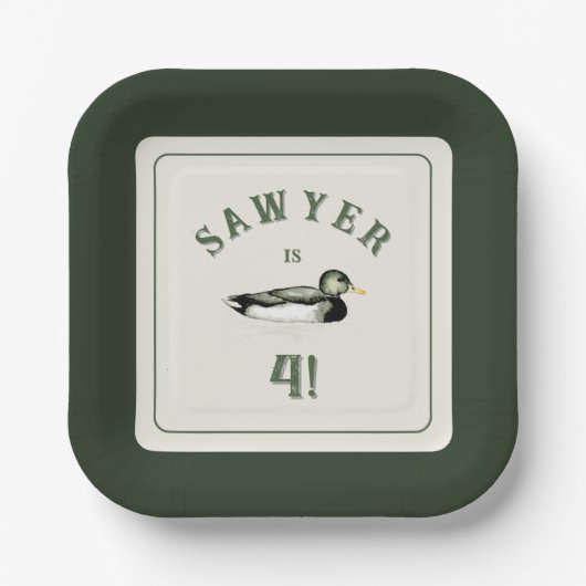 Personalized Mallard Duck Birthday Plates Papieren Bordje (Voorkant)
