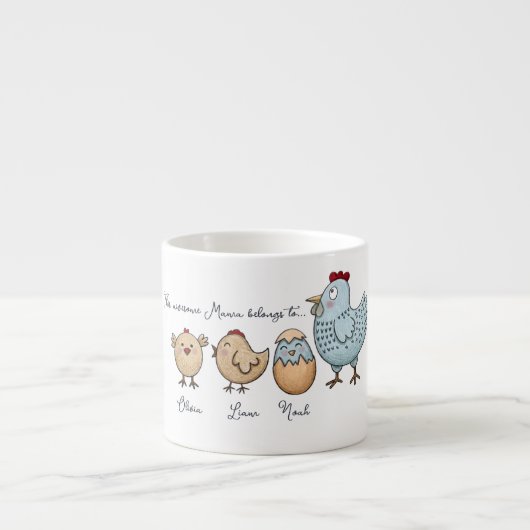 Personalized Mama Chicken Chicks – Custom Names  Espresso Kop (Voorkant)