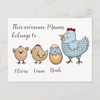 Personalized Mama Chicken Chicks – Custom Names  Feestdagenkaart