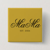 Personalized Mama Est Elegant Metallic Gold Vierkante Button 5,1 Cm (Voorkant)