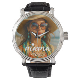 Personalized Mama Est Year Custom Gift For Mommy Horloge