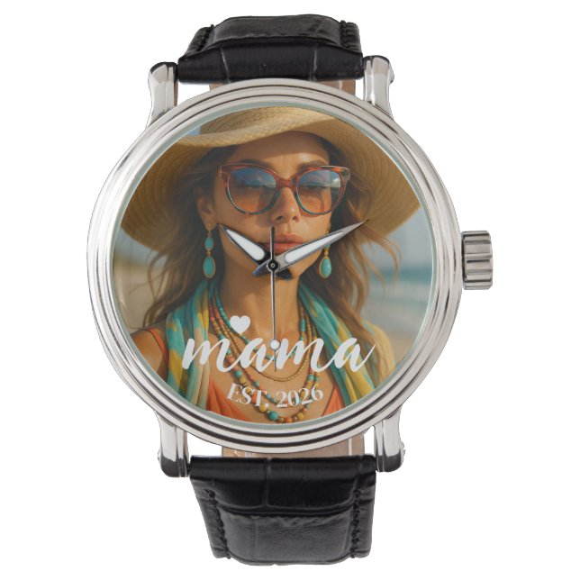 Personalized Mama Est Year Custom Gift For Mommy Horloge (Voorkant)