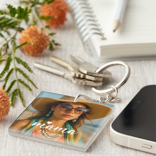 Personalized Mama Est Year Custom Gift For Mommy Sleutelhanger (Voorkant Rechts)