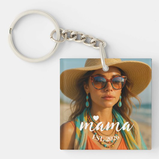 Personalized Mama Est Year Custom Gift For Mommy Sleutelhanger (voorkant)