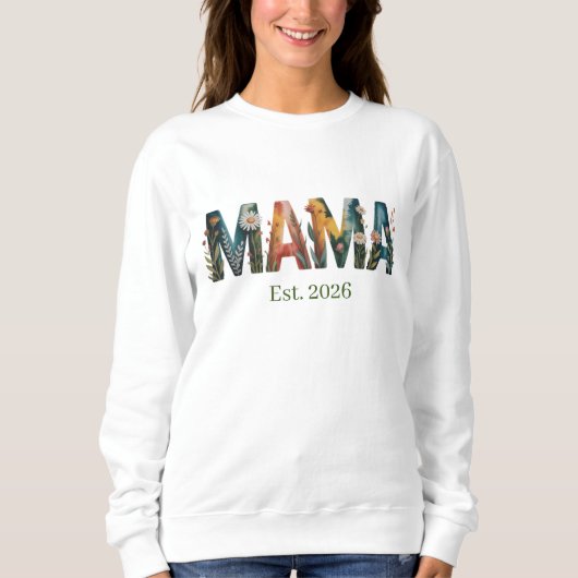 Personalized Mama Est Year Floral Mother Gift Trui (Voorkant)