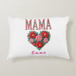 Personalized Mama Heart Floral Custom Gift Accent Kussen<br><div class="desc">This beautiful Personalized Custom Mama Heart Floral design features colorful folk-style flowers arranged in a vibrant heart under the word MAMA. The bright embroidery-inspired artwork creates a warm, joyful look that celebrates the love of motherhood. You can personalize this design by adding a custom name, making it a unique and...</div>