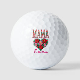 Personalized Mama Heart Floral Custom Gift Golfballen