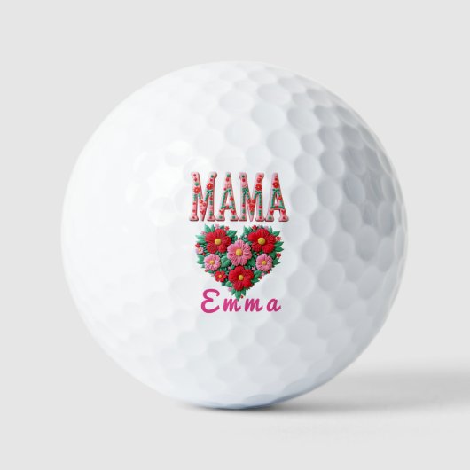 Personalized Mama Heart Floral Custom Gift Golfballen (Voorkant)