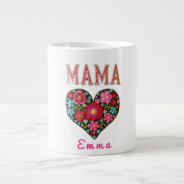 Personalized Mama Heart Floral Custom Gift Grote Koffiekop