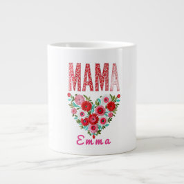 Personalized Mama Heart Floral Custom Gift Grote Koffiekop
