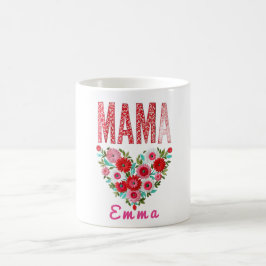Personalized Mama Heart Floral Custom Gift Koffiemok