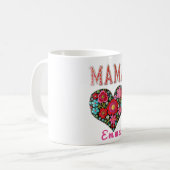 Personalized Mama Heart Floral Custom Gift Koffiemok (Voorkant links)