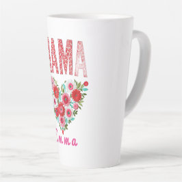 Personalized Mama Heart Floral Custom Gift Latte Mok