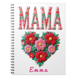 Personalized Mama Heart Floral Custom Gift Notitieboek