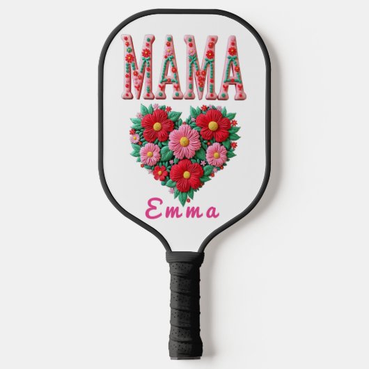 Personalized Mama Heart Floral Custom Gift Pickleball Paddle (Voorkant)