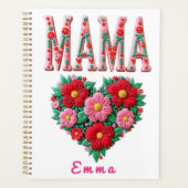 Personalized Mama Heart Floral Custom Gift Planner (Voorkant)