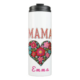 Personalized Mama Heart Floral Custom Gift Thermosbeker