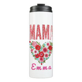 Personalized Mama Heart Floral Custom Gift Thermosbeker