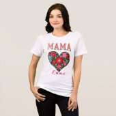 Personalized Mama Heart Floral Custom Gift Tri-Blend Shirt (Voorkant volledig)