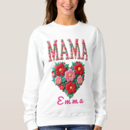 Personalized Mama Heart Floral Custom Gift Trui