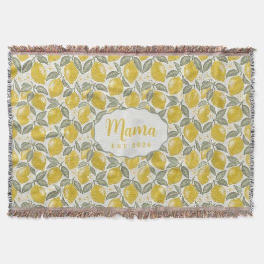 Personalized Mama Lemon Woven Throw Blanket Deken (Voorkant)