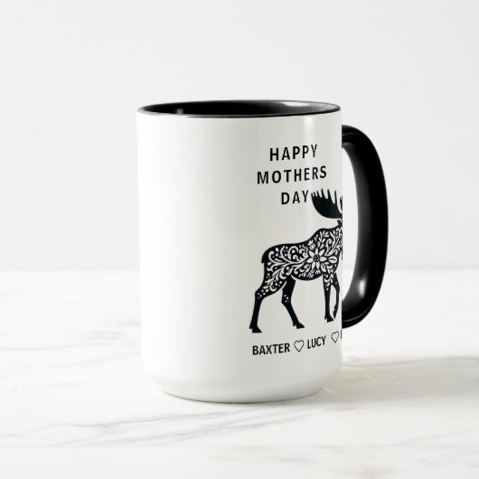 Personalized Mama Moose Mug | Mother’s Day Mok (Voorkant rechts)