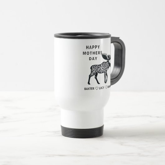 Personalized Mama Moose Mug | Mother’s Day Reisbeker (Voorkant rechts)