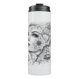 Personalized Map Compass Woman Art Vintage Chic Thermosbeker