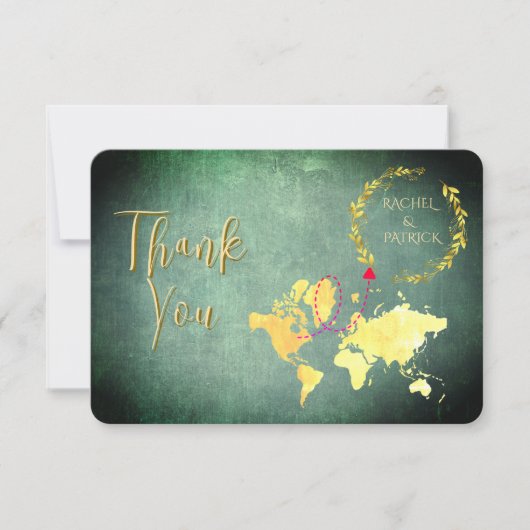 Personalized Map of Love Journey Wedding Bedankkaart (Voorkant)