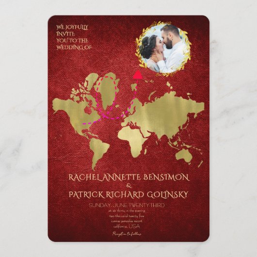 Personalized Map of Love Journey Wedding Kaart (Voorkant)