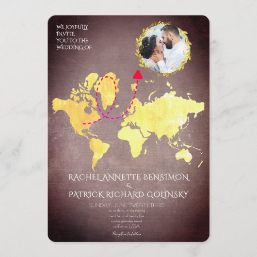 Personalized Map of Love Journey Wedding Kaart (Voorkant)