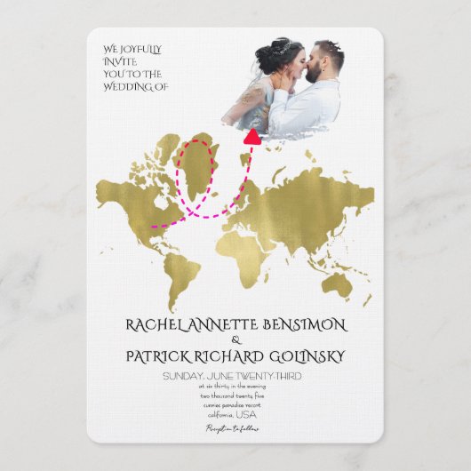 Personalized Map of Love Journey Wedding Kaart (Voorkant)