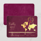 Personalized Map of Love Journey Wedding RSVP Kaartje (Voorkant / Achterkant)