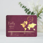 Personalized Map of Love Journey Wedding RSVP Kaartje (Staand voorkant)