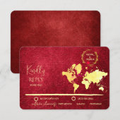 Personalized Map of Love Journey Wedding RSVP Kaartje (Voorkant / Achterkant)