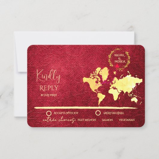 Personalized Map of Love Journey Wedding RSVP Kaartje (Voorkant)