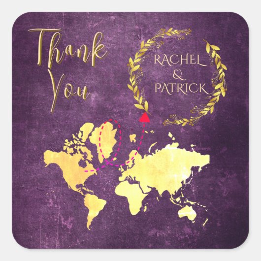 Personalized Map of Love Journey Wedding Vierkante Sticker (Voorkant)